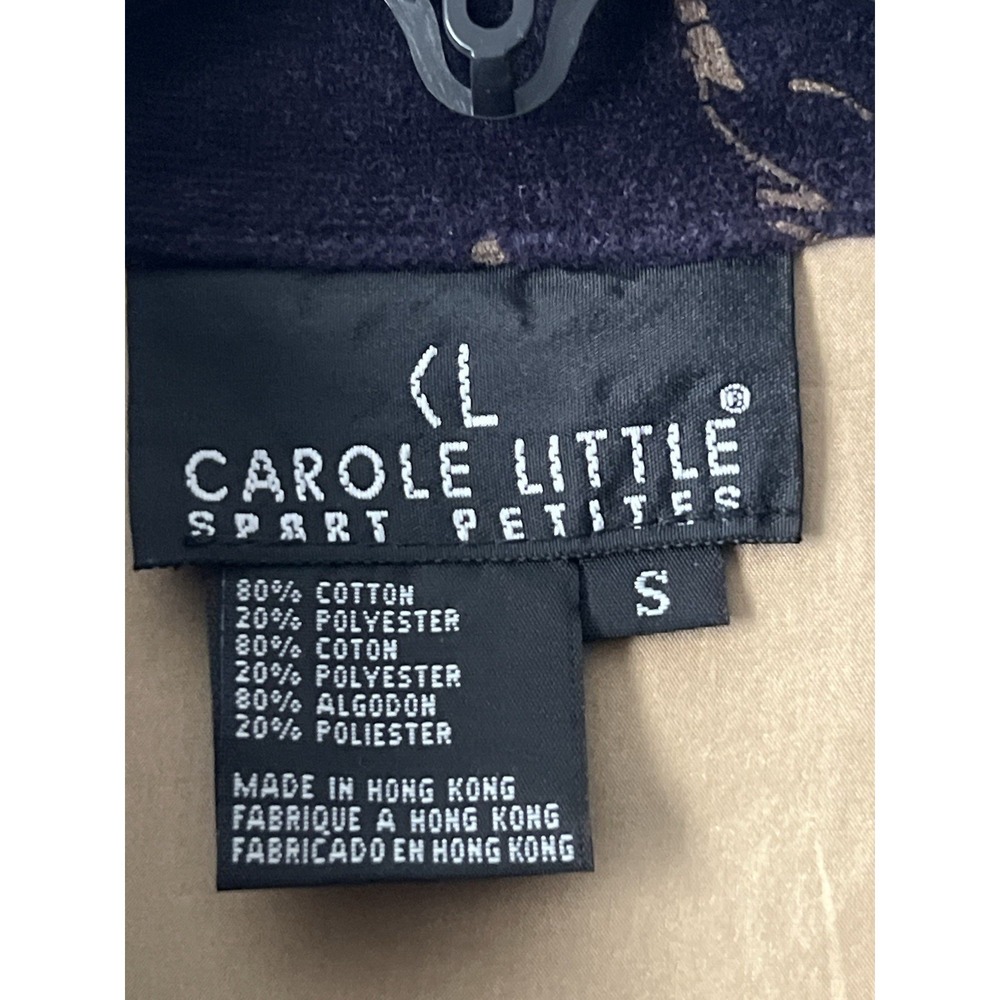 Carole Little Vintage Velvet Script Long Sleeve Button Down Shirt Size S - Picture 6 of 8